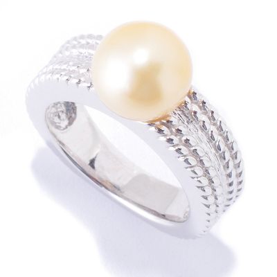 SS 9-10mm GOLDEN SOUTH SEA BRAIDED RING