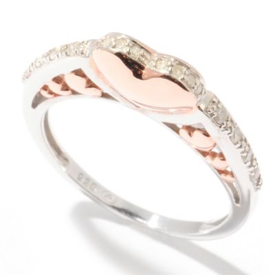 SS HEART SHAPED DIAMOND STACK RING