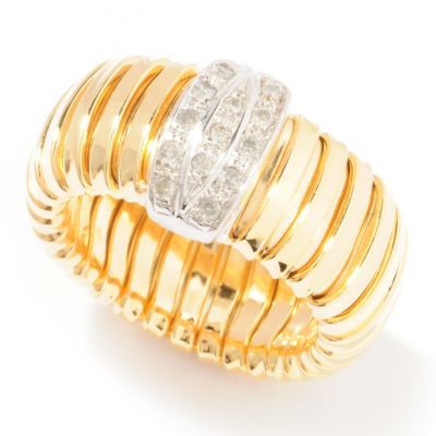 SS WITH BONDED 14K GOLD RING WITH DIAMOND STATION