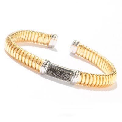 SS WITH BONDED 14K GOLD BANGLE w/ MOCHA DIAMONDS