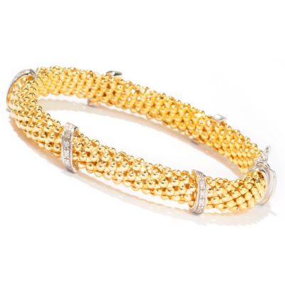 121-532 - Beverly Hills Elegance 14K Bonded 0.20ctw Diamond Woven Bracelet
