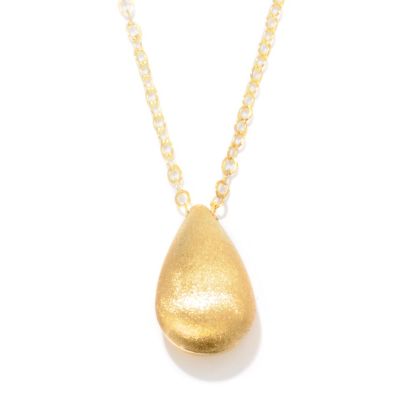 VIALE 18K SATIN DROP PENDANT W/ CHAIN and SATIN FINISH THE FRONT