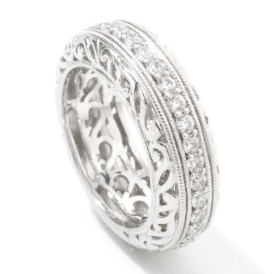 BLTA SS/PLAT ROUND CUT MILGRAIN AND SCROLL ETERNITY RING