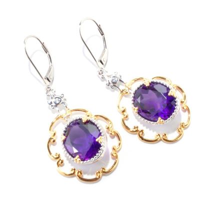 SS/PALL EAR AMETHYST & WHT SAPH