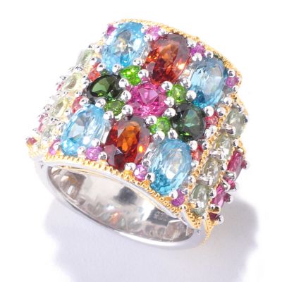 SS/PALL RING MULTI-GEMSTONE
