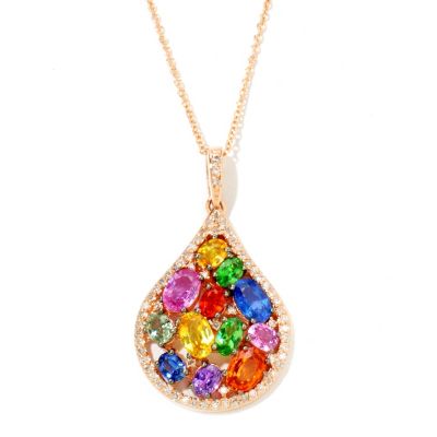 EFFY 14K ROSE GOLD DIAMOND & MULTICOLOR PENDANT