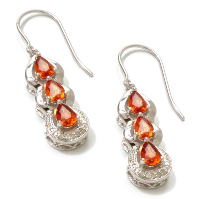 SS ORANGE SAPPHIRE & DIAMOND EARRINGS