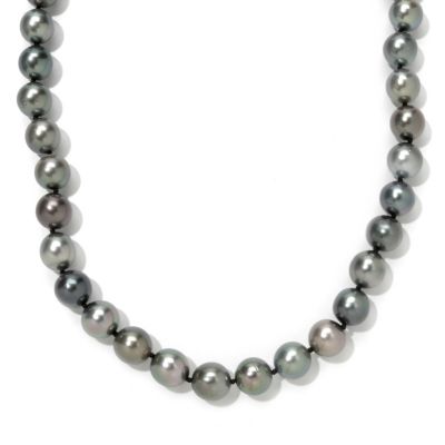 121-603 - 14K Gold 18'' 11-12mm Multi Color Tahitian Cultured Pearl & Diamond Necklace