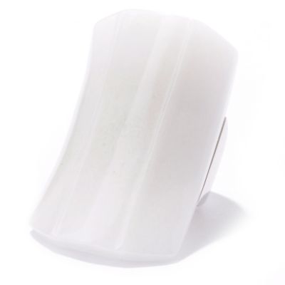 121-606 - Sterling Silver 40 x 24mm White Kunlun Jade Elongated Ring 
