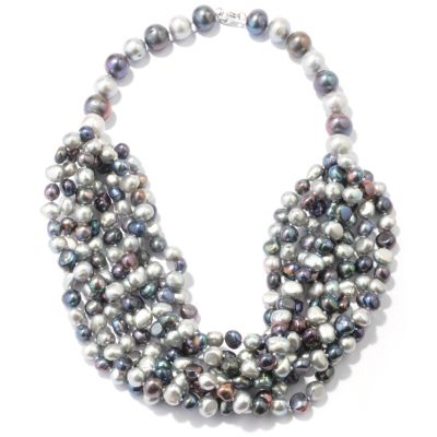 SS 18" EIGHT STRAND IRREGULAR FWP NECKLACE