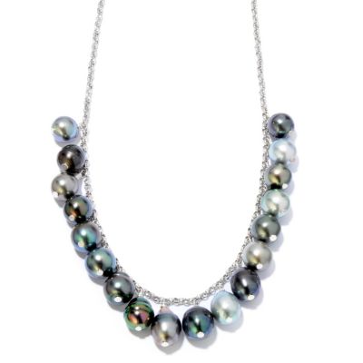 121-638 - Sterling Silver 20" 9-10mm Tahitian Cultured Pearl Chain Necklace