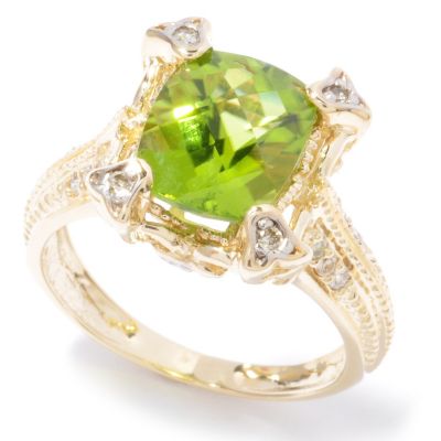 14K RING PERIDOT & DIAMOND