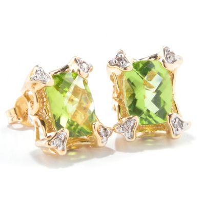 14K EAR PERIDOT & DIAMOND STUD