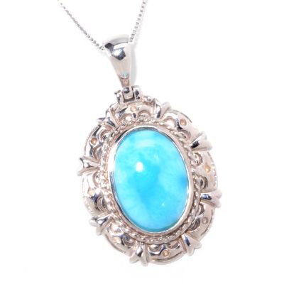 SS OVAL LARIMAR PEND