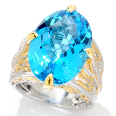 SS/PALL RING SWISS BLUE TOPAZ & WHT SAPH
