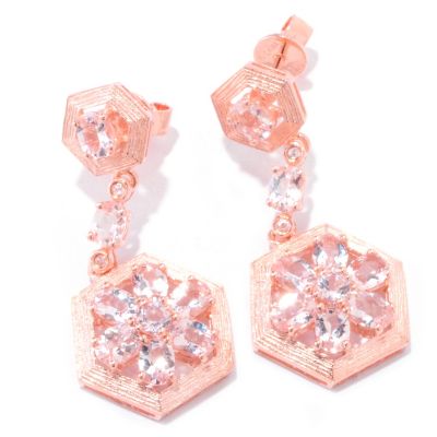 SS/18K ROSE VERMEIL EAR MORGANITE & WHT ZIRCON