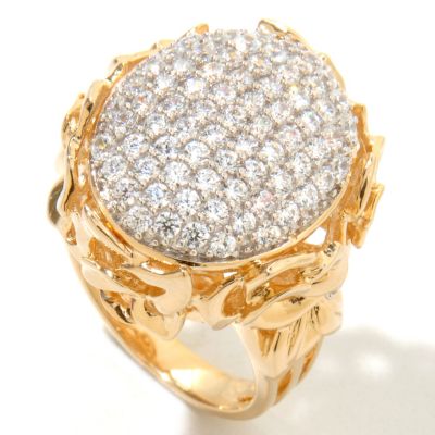 121-697 - Sonia Bitton for Brilliante&reg; Two-tone 2.29 DEW Pave Oval Flower Gallery Tri-Shank Ring 