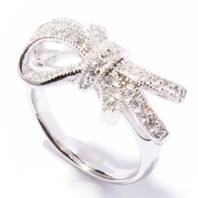 121-702 - Brilliante&reg; Platinum Embraced Round Cut Bow Ring