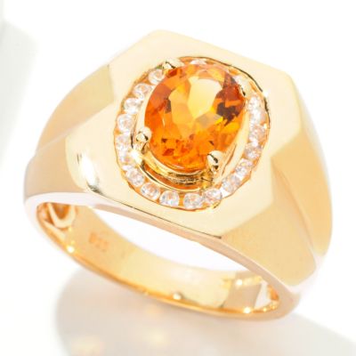 121-710 - NYC II Men's 2.13ctw Madeira Citrine & White Zircon Ring
