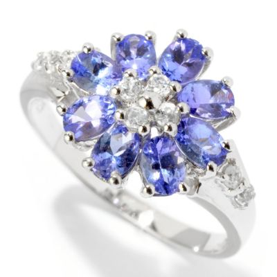 121-712 - NYC II 1.45ctw Tanzanite & White Zircon Flower Ring 