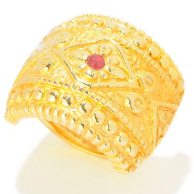 14K ELECTROFORM SILICONE FILLED ORO VITA SHEILD RUBY ACCENT RING