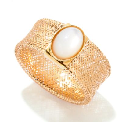 14K OVAL MOP STRETCH RING