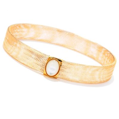 14K OVAL MOP STRETCH BRACELET