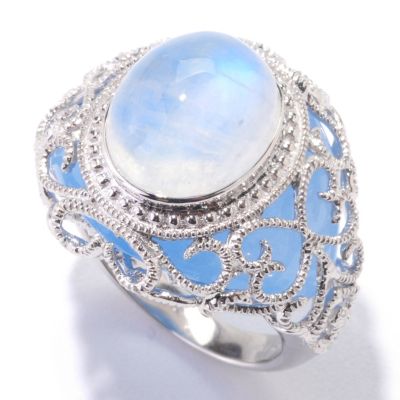 SS OVAL MOONSTONE WITH BLUE JADE RING