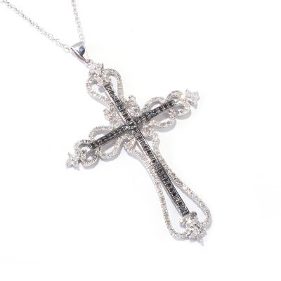 SS LARGE WHITE AND BLACK DIAMOND CROSS