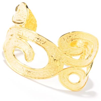 BRONZE/18KGP BRAC HIGH-POLISHED MARTELLATO FANCY CUFF