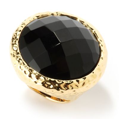 BRONZE/18KGP RING HIGH POLISHED FACETED GEM