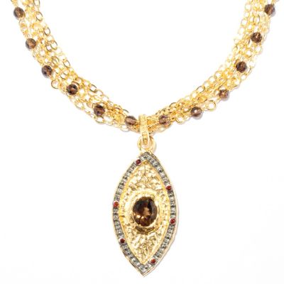 121-858 - Toscana Italiana Gold Embraced&trade; 20'' 14.94ctw Multi Gemstone Evil Eye Necklace 