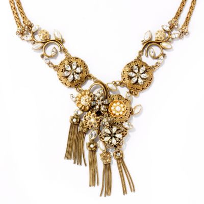121-873 - Sweet Romance&trade; 20.5'' Gold-tone Mid Century Elements Tassel Necklace 