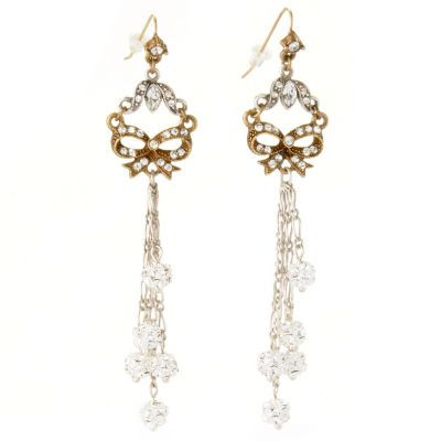 121-885 - Sweet Romance&trade; Two-tone Bows & Fireball Crystal Earrings 