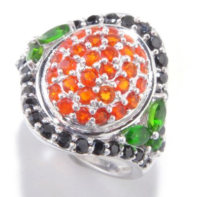 121-894 - NYC II 2.18ctw Fire Opal, Black Spinel & Chrome Diopside Ring