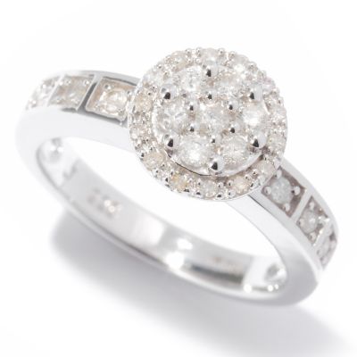 SS SOLITAIRE RING WITH CLUSTER TOP