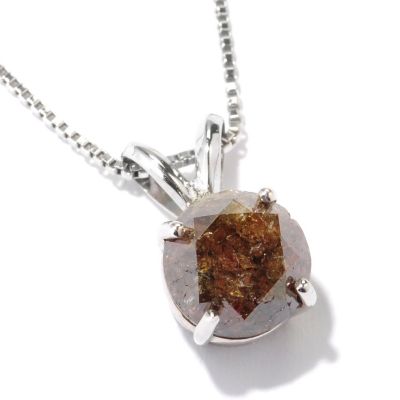 121-917 - Diamond Treasures Sterling Silver 1.65ctw Mocha Diamond Solitaire Pendant w/ Chain