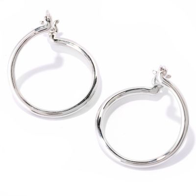 121-933 - Diamond Treasures Sterling Silver Classic Round Tube Earrings