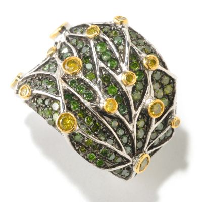 121-942 - Diamond Treasures Sterling Silver 2.00ctw Multi Color Diamond Web Design Ring