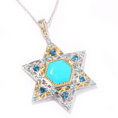 SS/PALL PEND MULTI-GEMSTONE STAR OF DAVID ENHANCER