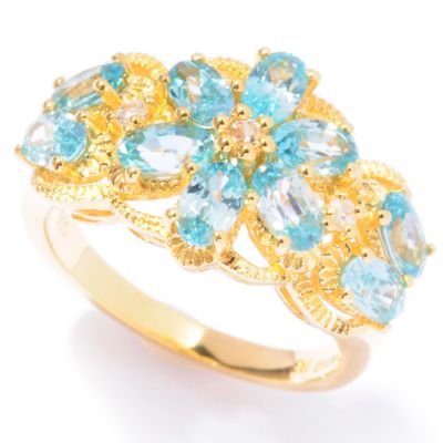 121-965 - NYC II 3.63ctw Blue & White Zircon Flower Ring