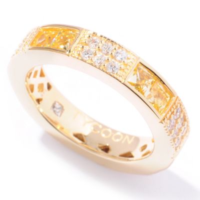 121-970 - TYCOON 2.27 DEW Square Cut Pave Set Simulated Diamond Eternity Band Ring