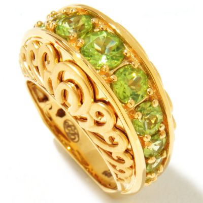 SS/YV PERIDOT RING ANNIVERSARY STYLE w/SATIN FINISH SCROLL