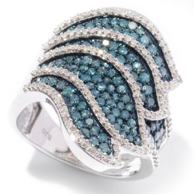 SS BLUE DIAMOND WING RING