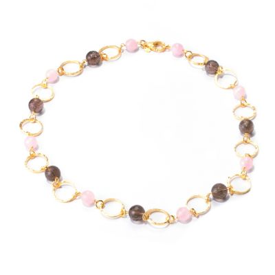 122-060 - Toscana Italiana Gold Embraced&trade; 24'' Faceted Gem & Martellato Link Station Necklace 