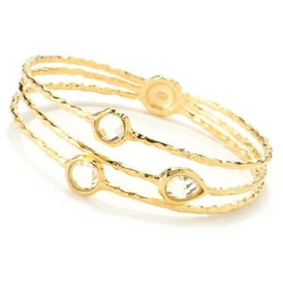 BRONZE/18KGP BRAC FANCY SPLIT BANGLE w/WHITE TOPAZ
