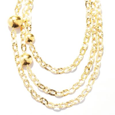 BRONZE/18KGP NECK CASCADING MULTI STRAND w/ DISK TRIO - 21"