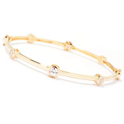 TYCOON SS/CHOICE 8" BEZEL SET STATION SLIP ON BANGLE BRACELET