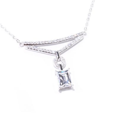 122-078 - TYCOON for Brilliante&reg; Platinum Embraced 18” 3.31 DEW Rectangular Cut Drop Necklace