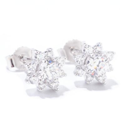 TYCOON SS/PLAT ROUND TYCOON CUT FLOWER CLUSTER STUD EARRINGS